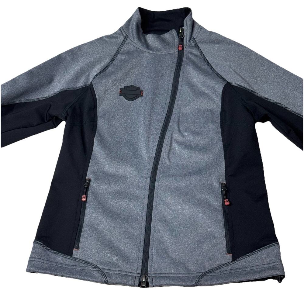 Harley Davidson Womens Motorcycle Jacket Small Gray Black Zip Riding
